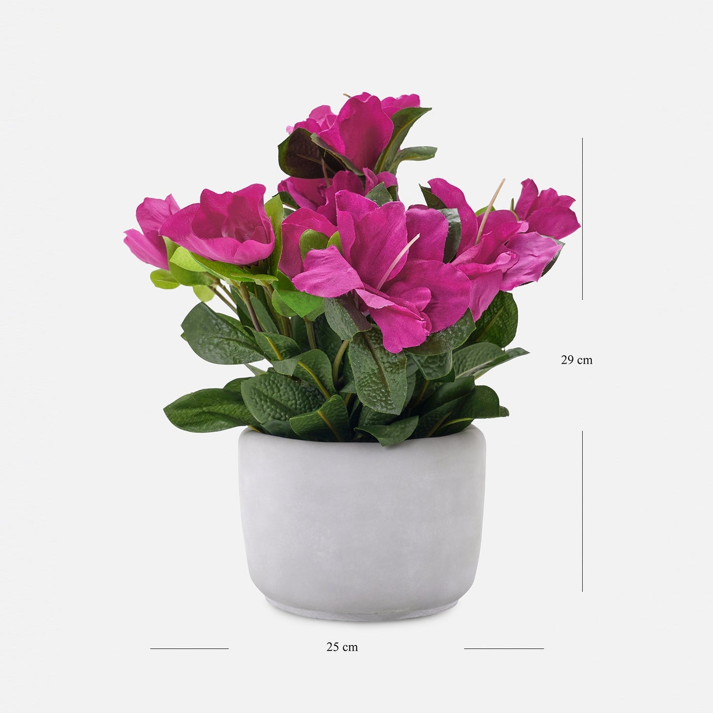 Pink Artificial Azalea Plant with Cement Pot