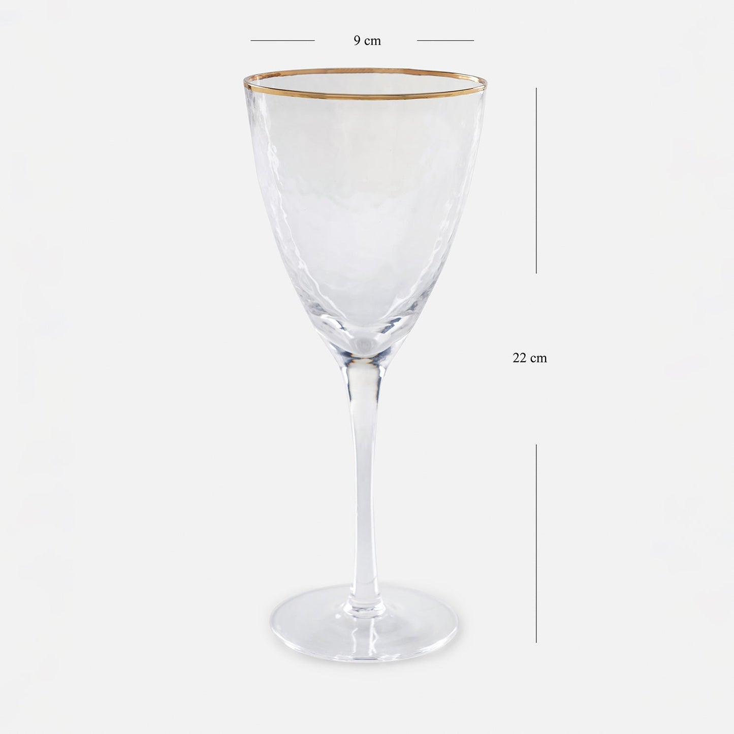 Set of 2 Clear Hammered Wine Glasses