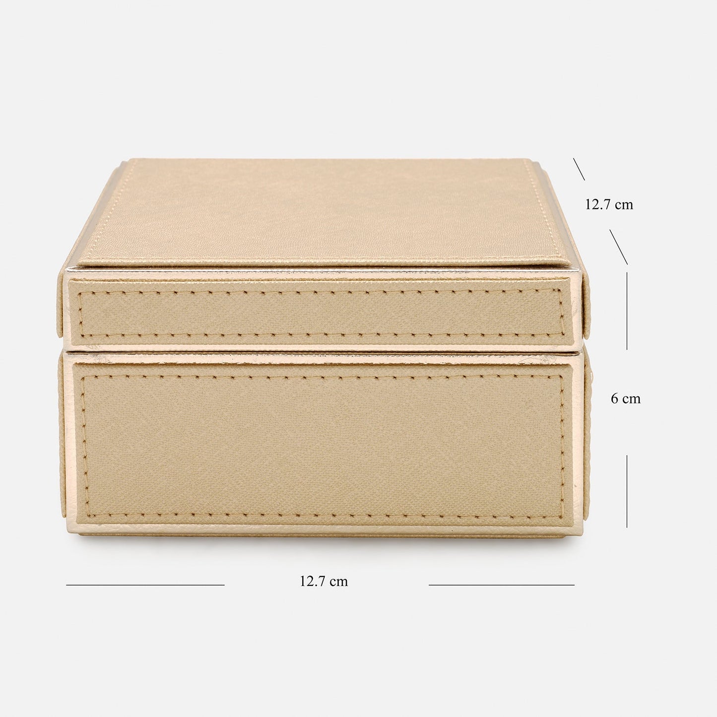 Gold Square Faux Leather Box with Lid