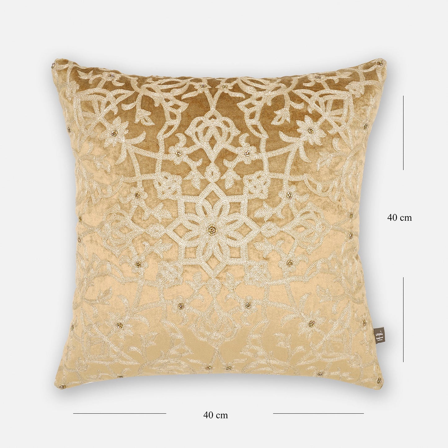 Gold Embroidered Motif Cushion Cover