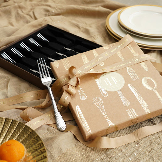 Set of 6 Silver Stainless Steel Dessert Forks