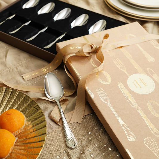 Set of 6 Silver Stainless Steel Dessert Spoons