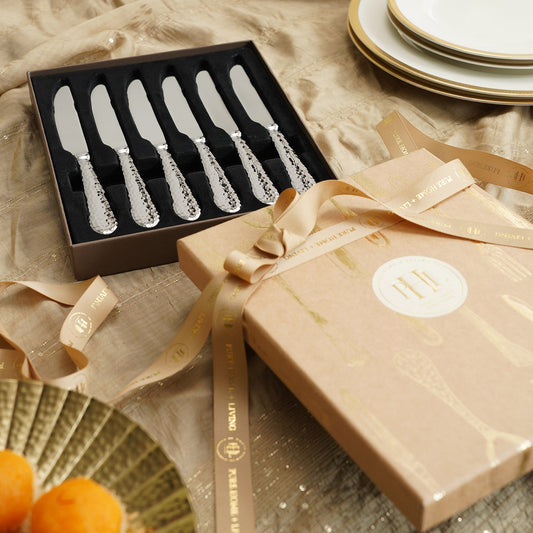 Set of 6 Silver Stainless Steel Dessert Knives