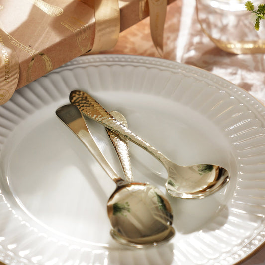 Set of 6 Gold Stainless Steel Soup Spoons