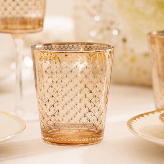 Set of 2 Clear Criss Cross Printed Drinking Glasses