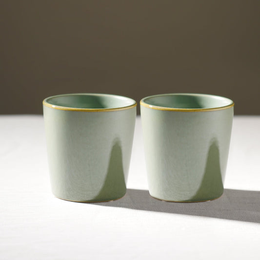 Set of 2 Green Ceramic Pots - Small