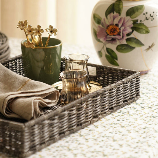 Grey Resin Wicker Tray