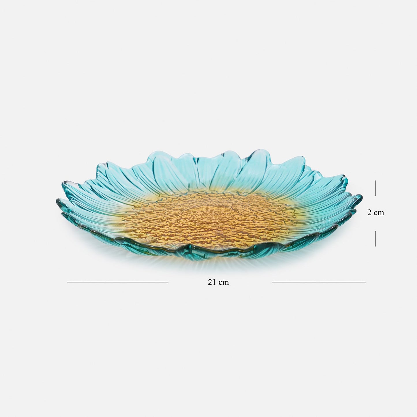 Set Of 2 Blue & Yellow Ombre Gerbera Shaped Desset Plates