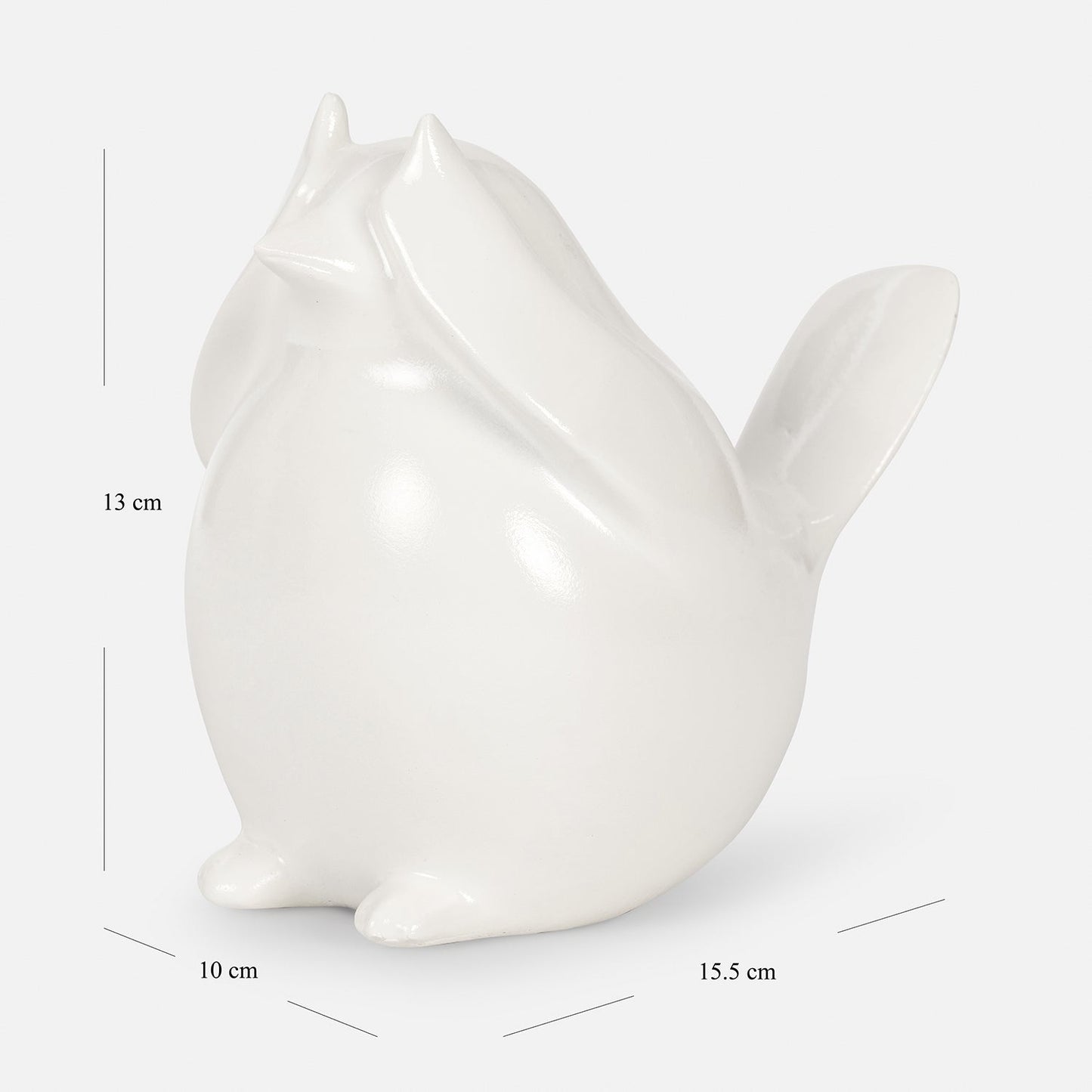 Ivory Polyresin Sparrow Figurine With Closed Eyes