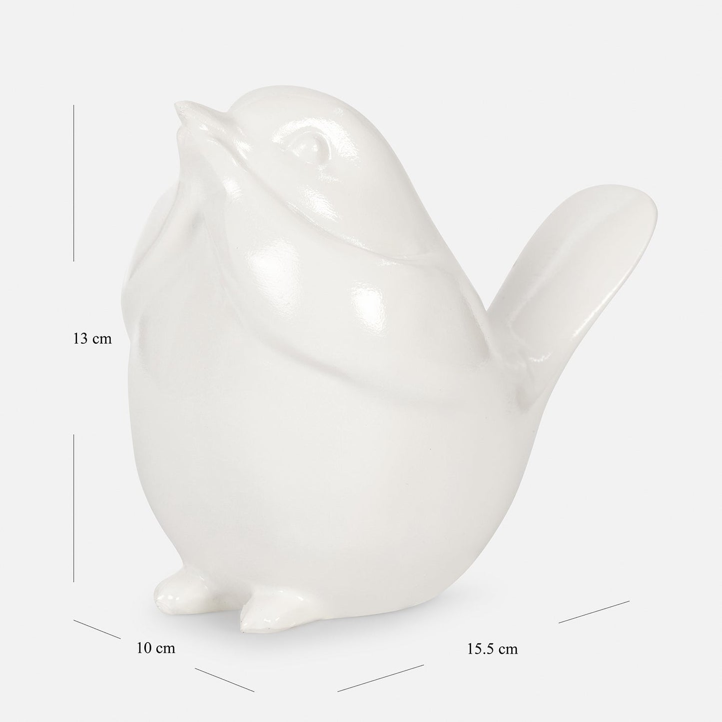 Ivory Polyresin Sparrow Figurine With Closed Mouth