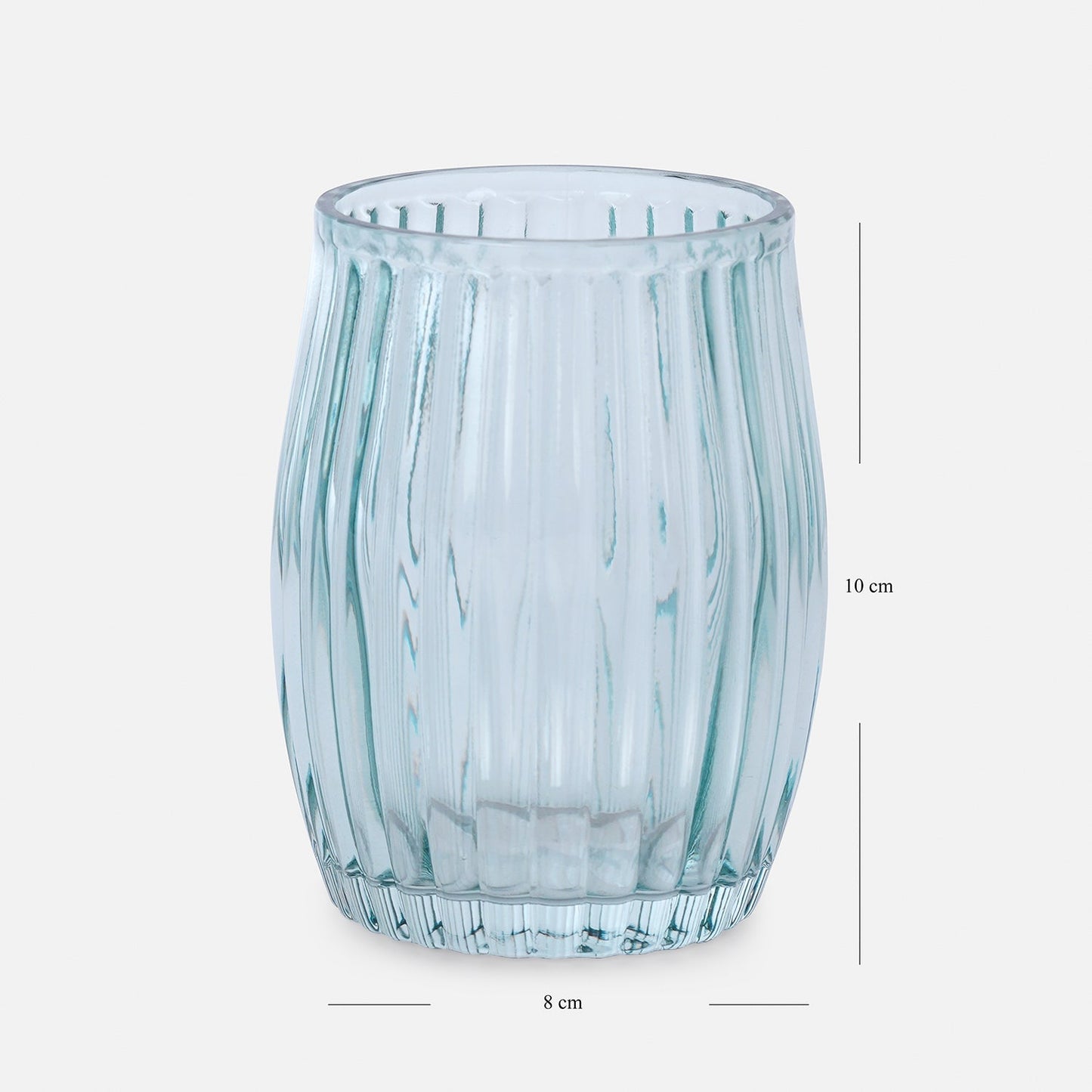 Blue Ribbed Glass Toothbrush Holder