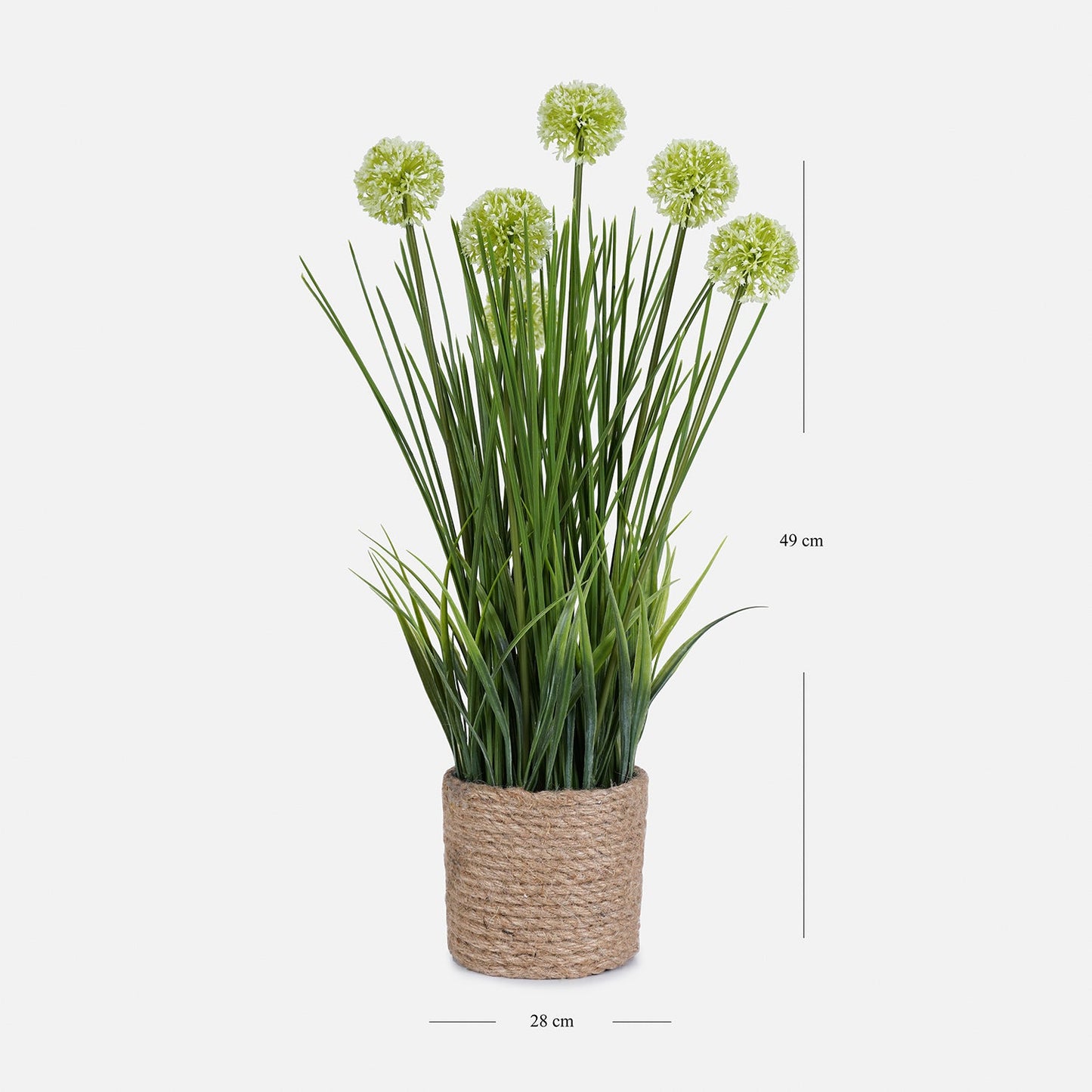 Green Artificial Onion Flower with Rattan Basket