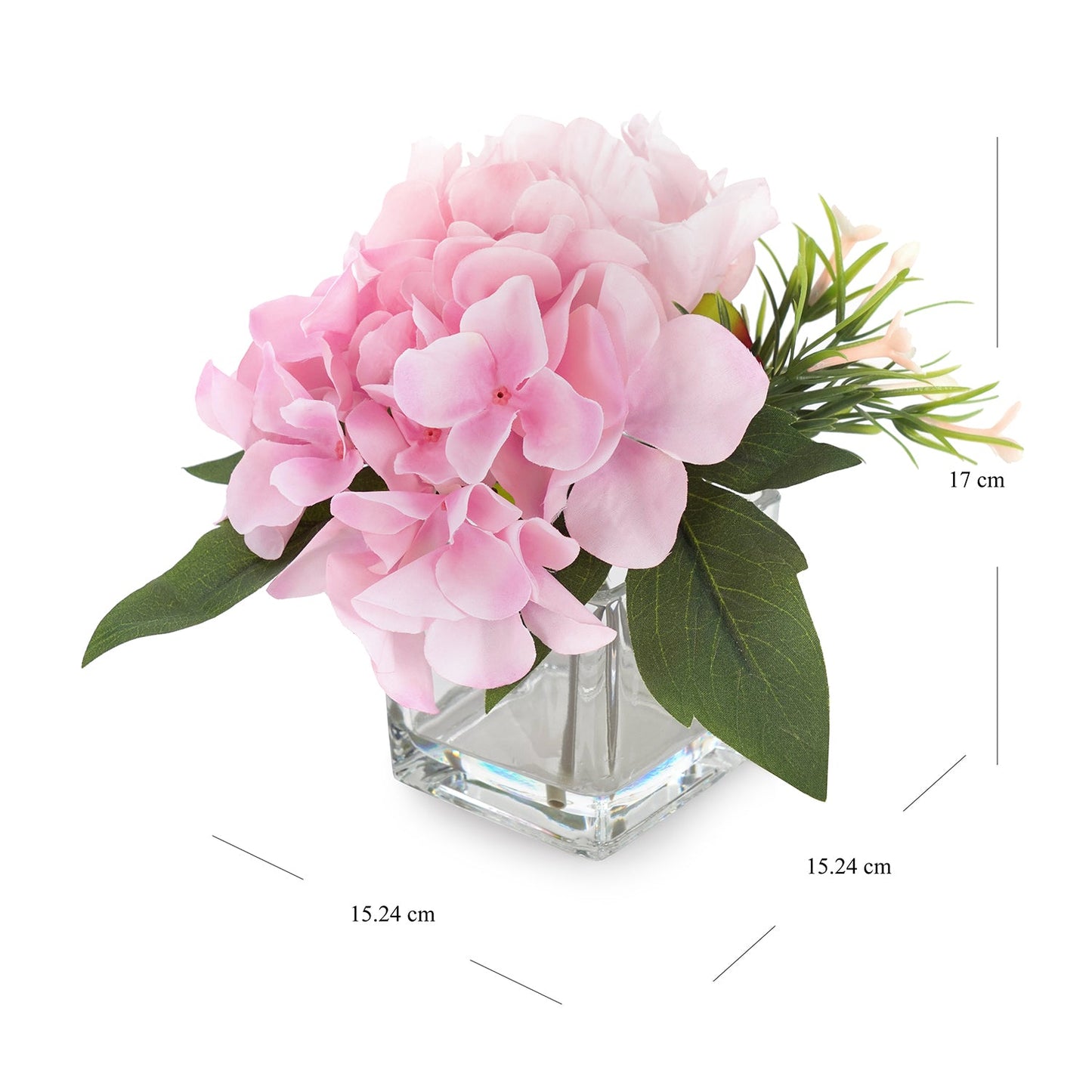 Light Pink Artificial Peony with Glass Vase