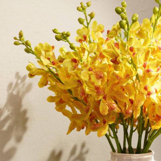 Yellow Artificial Vanda Orchid Flower Stem - Single