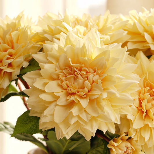 Yellow Artificial Dahlia Flower Stem - Single