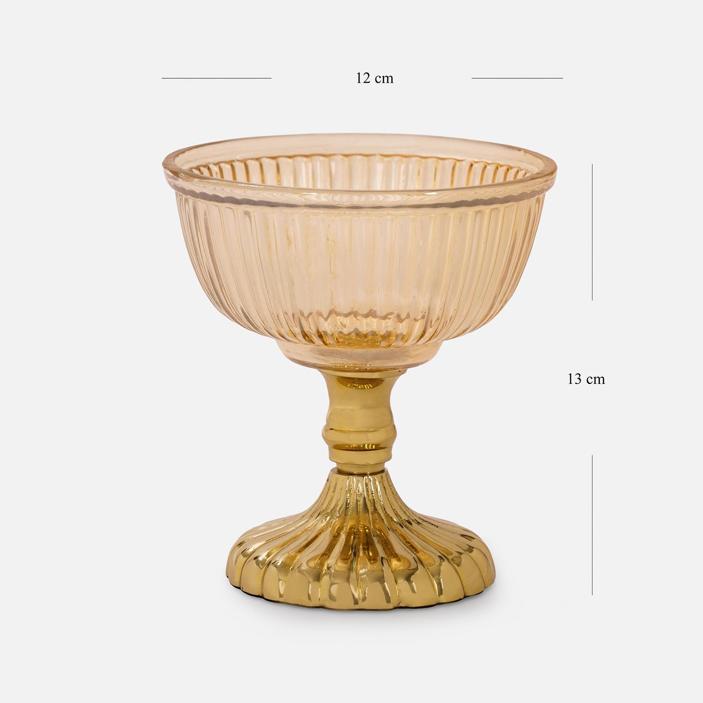 Gold Ribbed Decorative Cup with Stand