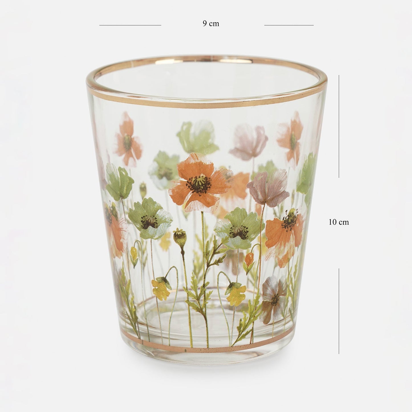 Set of 2 Blue Clear Floral Print Drinking Glasses