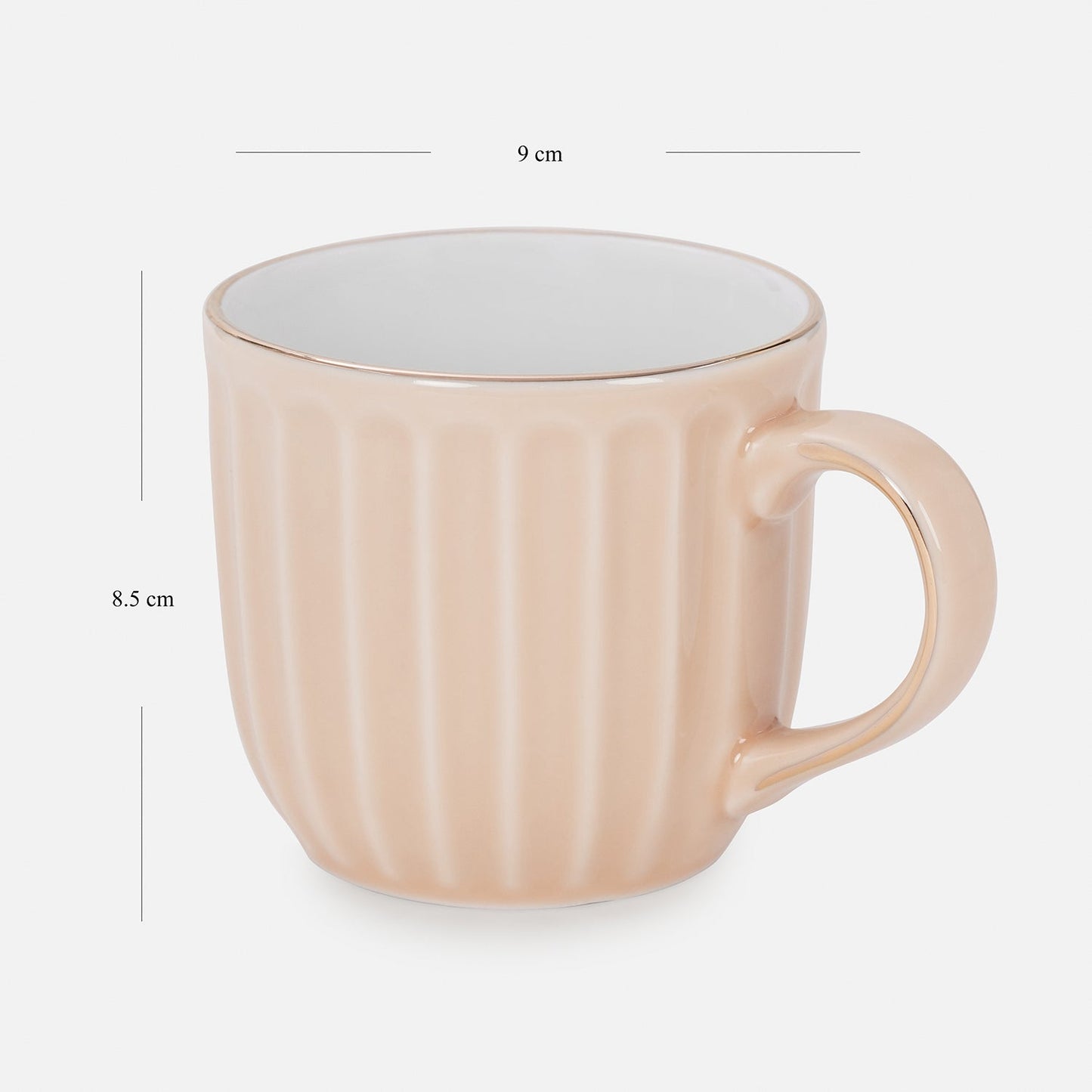 Set of 2 Pink Ceramic Ribbed Coffee Cups