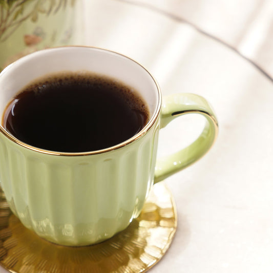 Set of 2 Green Ceramic Ribbed Coffee Cups