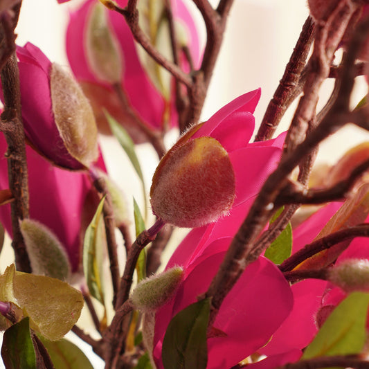 Dark Pink Artificial Magnolia Flower Stem - Single