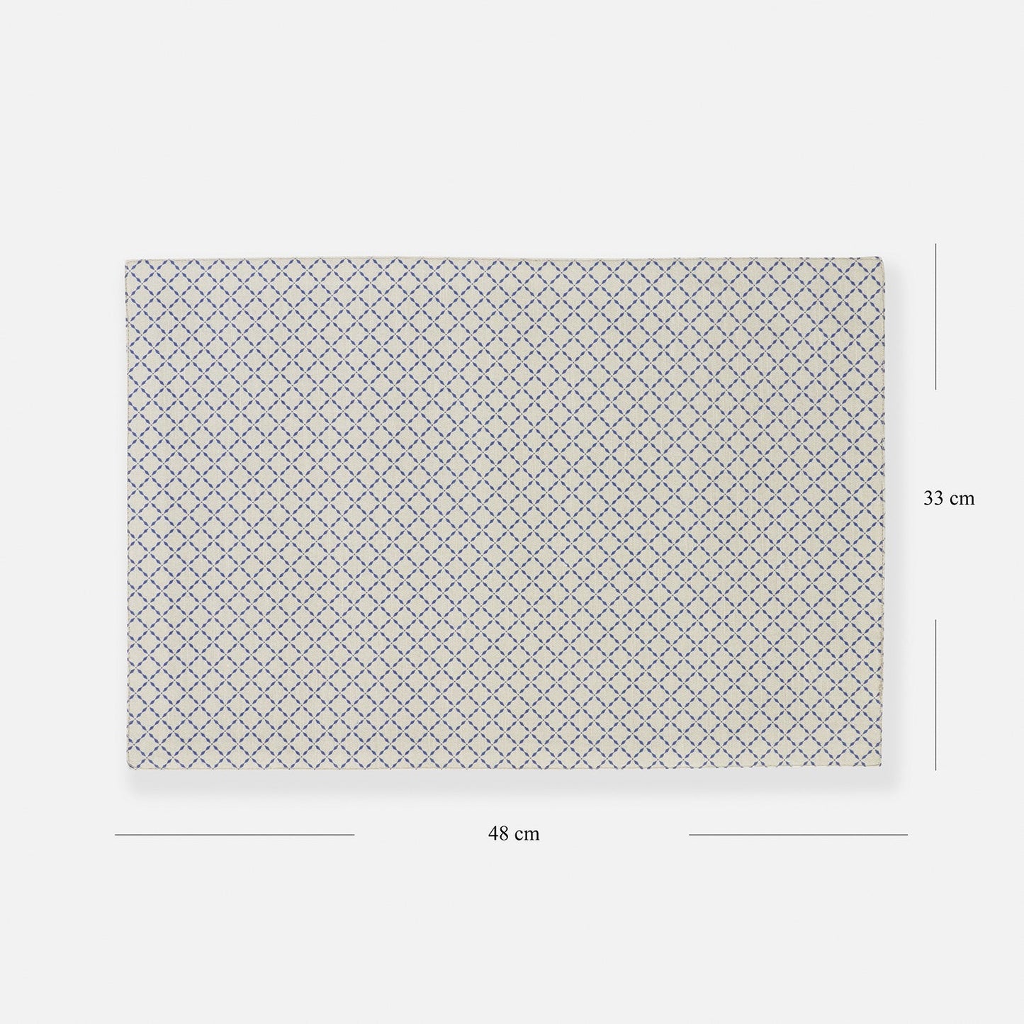 Set of 2 Blue and Off White Geometric Cotton Placemats
