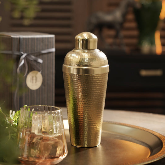 Gold Matt Finish Hammered Metal Cocktail Shaker