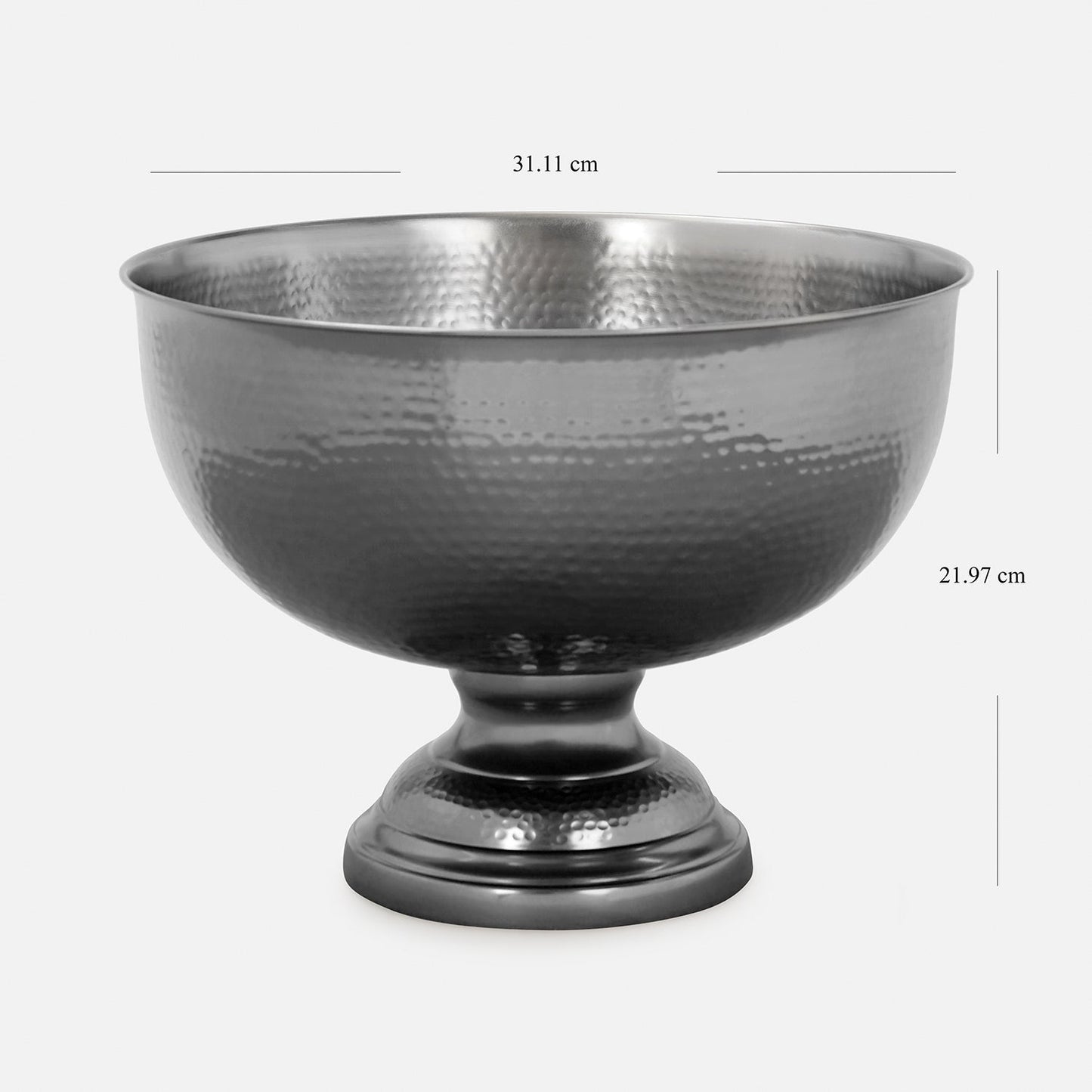 Grey Matt Finish Hammered Metal Punch Bowl