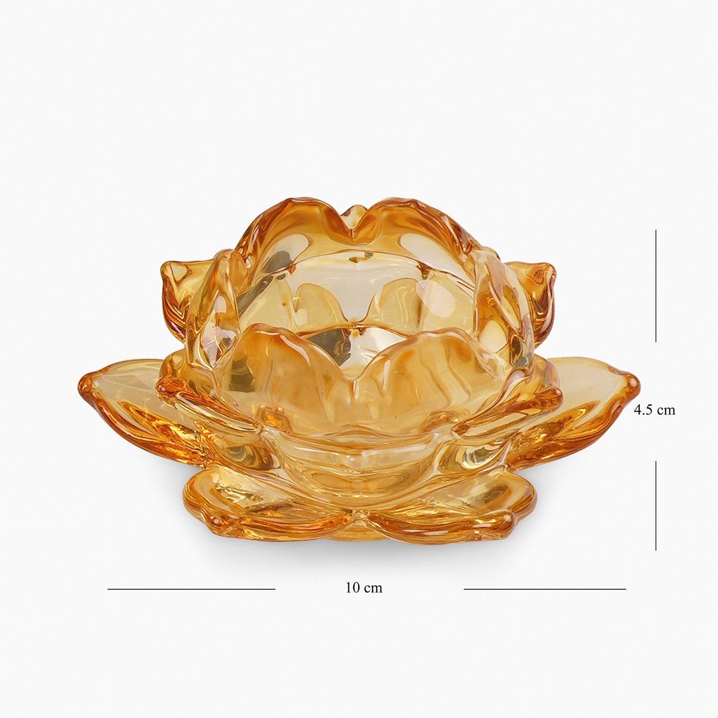 Set of 3 Light Amber Glass Lotus Shaped Tealight Holders
