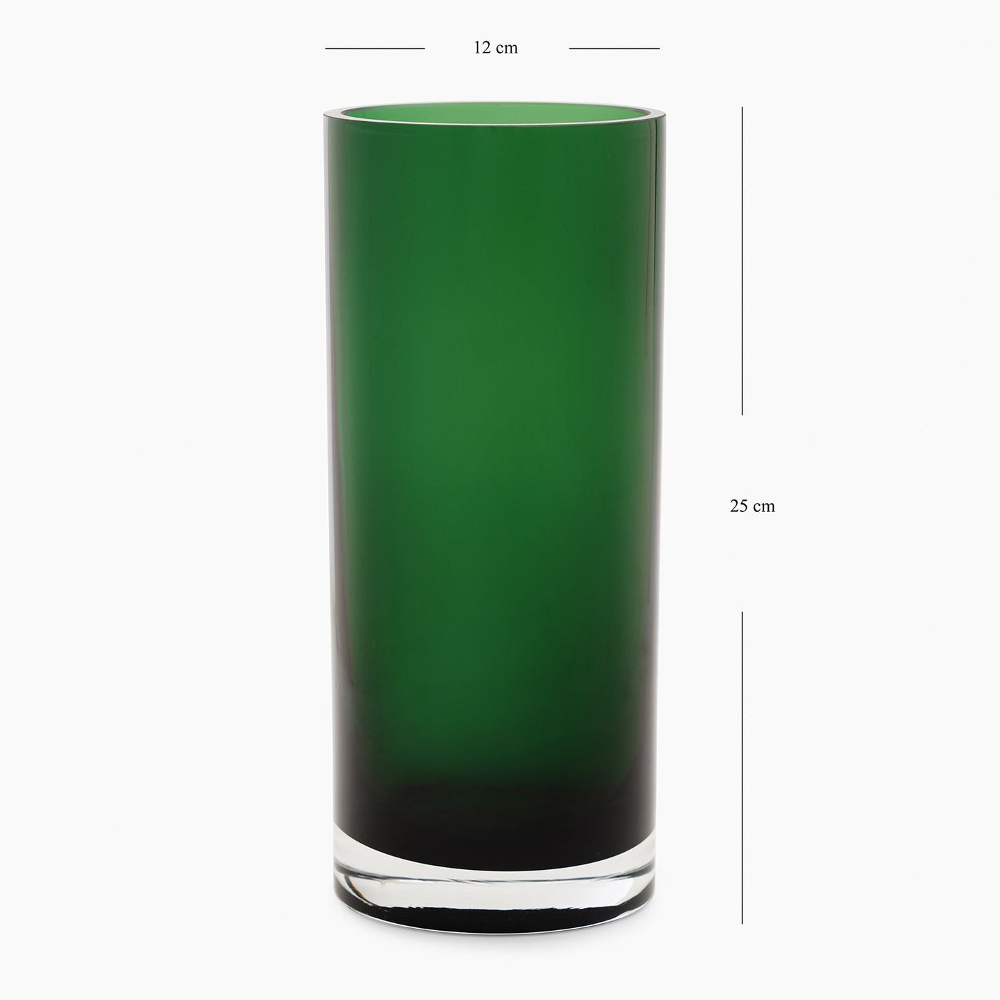 Green Cylindrical Straight Glass Vase - Medium