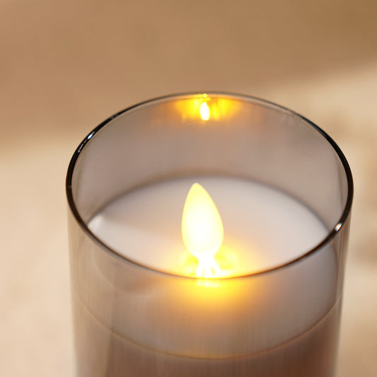 Grey LED Flickering Flame Candle - Large