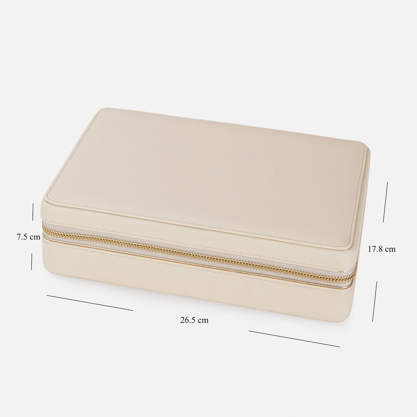 Cream Faux Leather Jewellery Box - Large