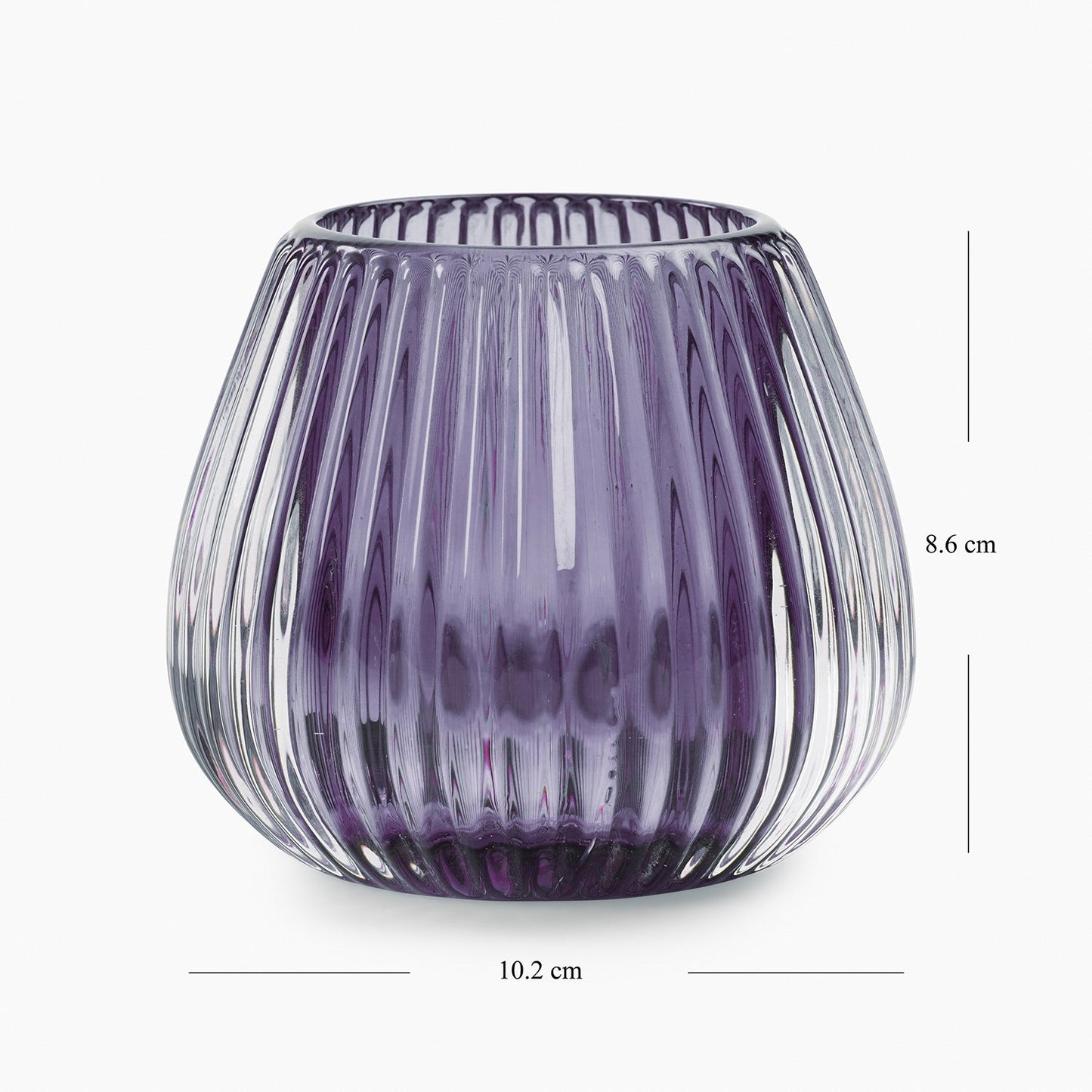 Purple Glass Ribbed Tealight Holder