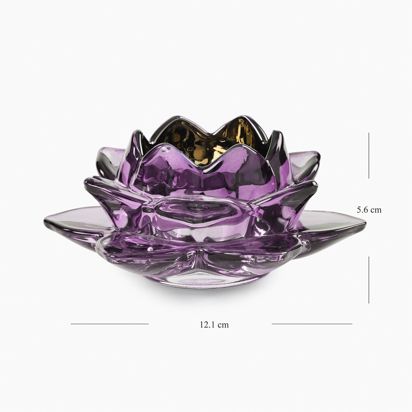 Set of 2 Purple Glass Lotus Shaped Tealight Holders