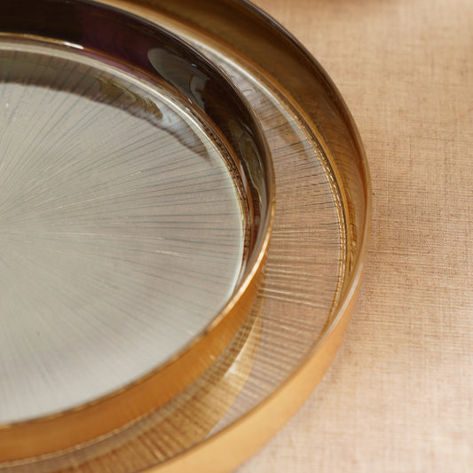 Set of 2 Gold Dessert Plates with Goil Foil Rim