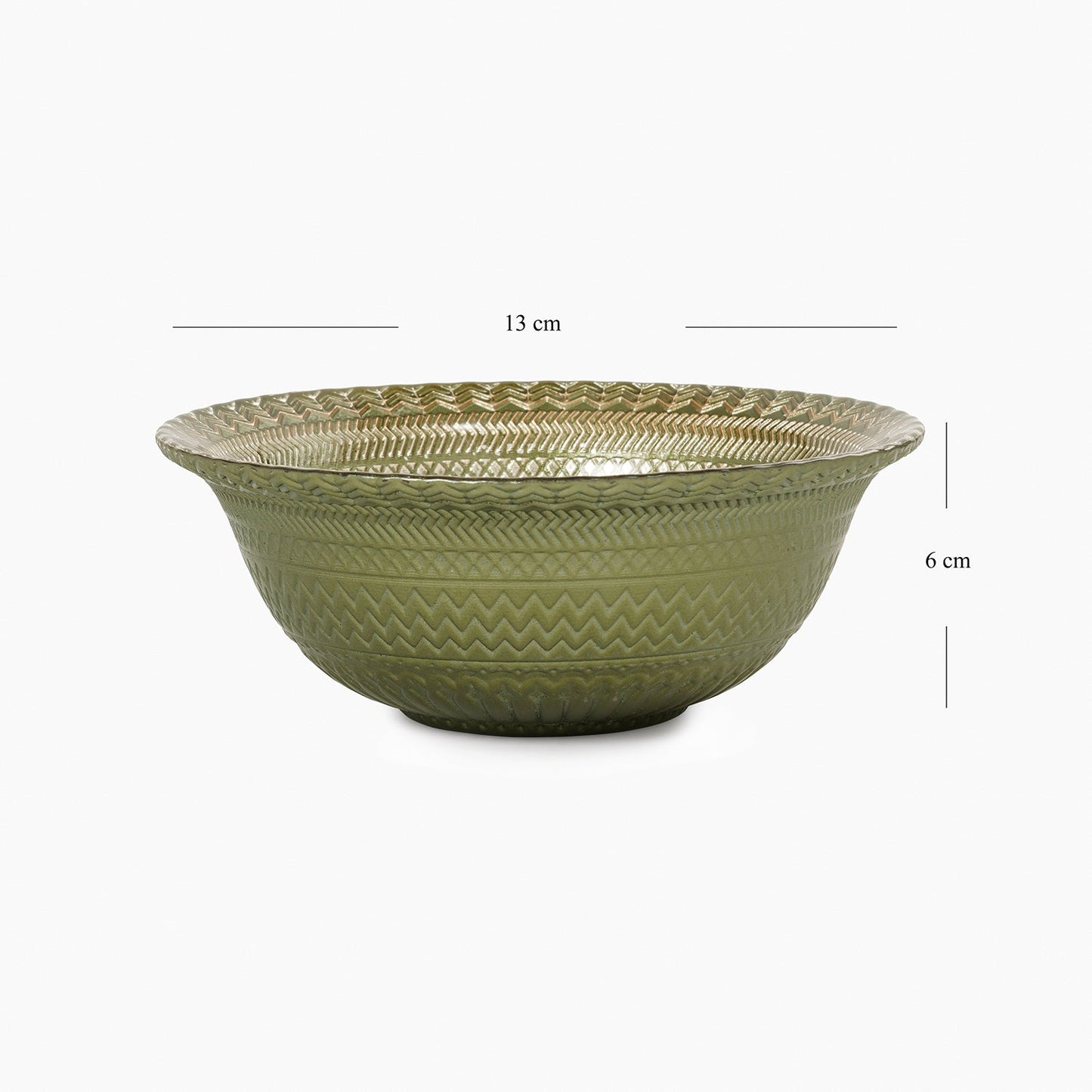 Set of 2 Green Ribbed Small Bowls