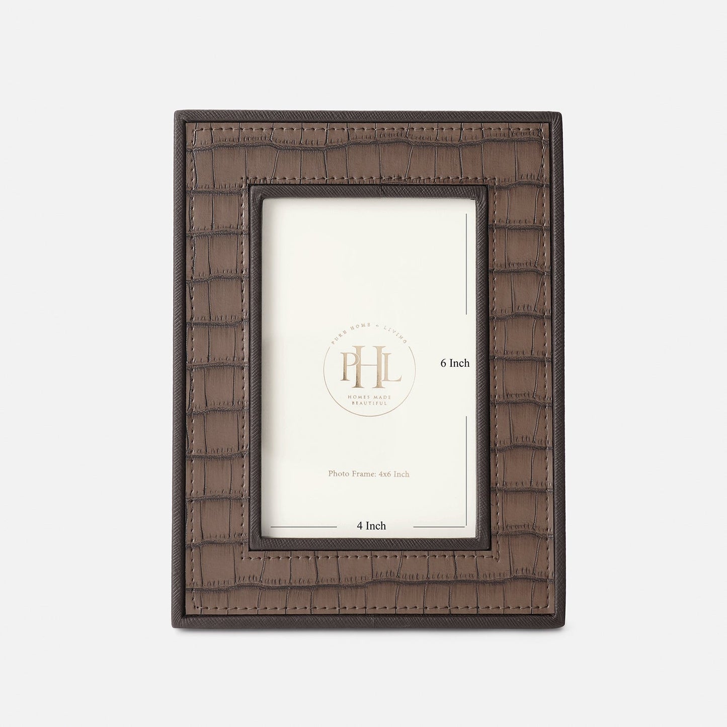 Brown Croco Texture Faux Leather Photo Frame - Small