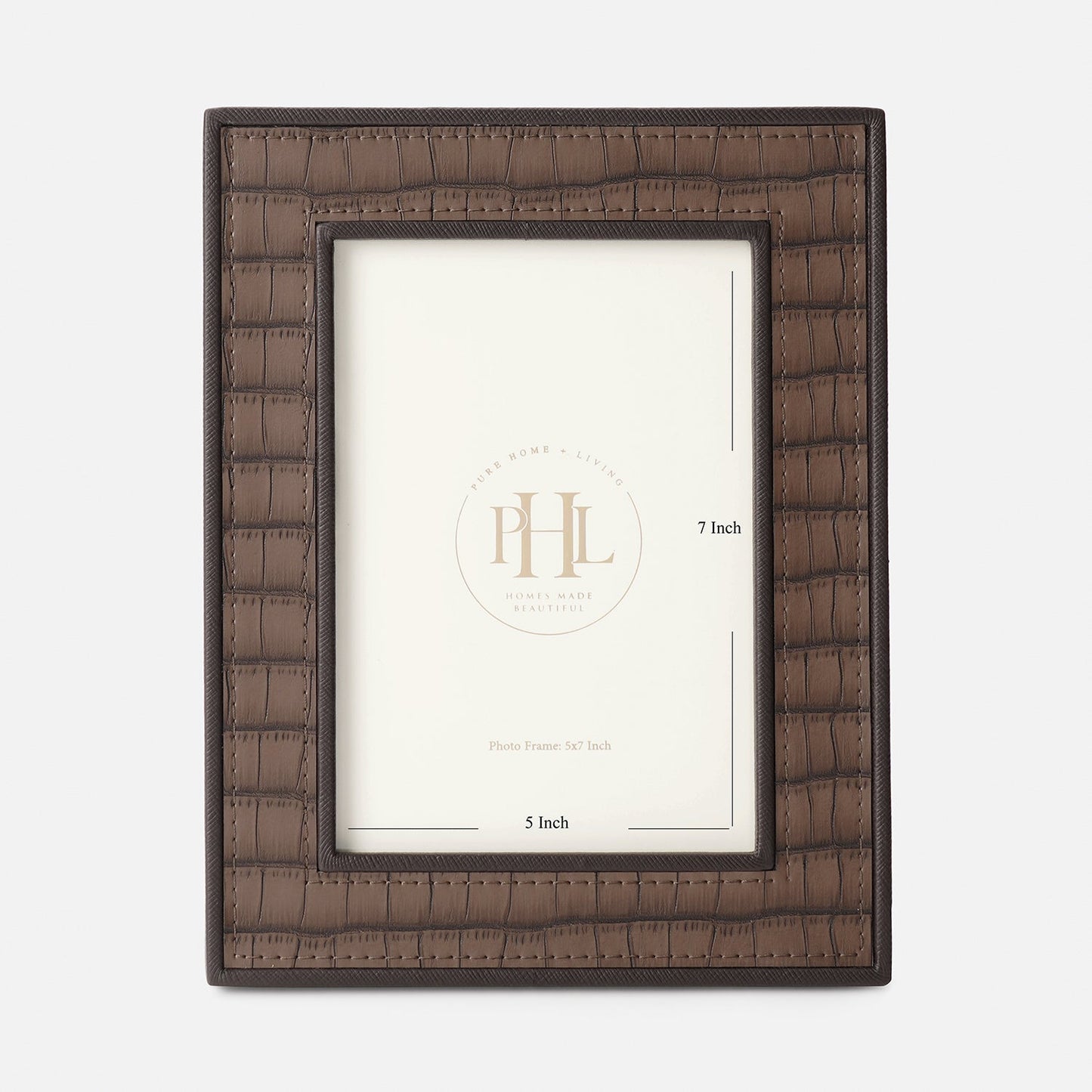 Brown Croco Texture Faux Leather Photo Frame - Medium