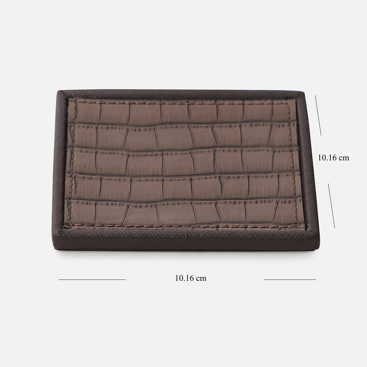 Set of 4 Brown Croco Texture Faux Leather Coasters