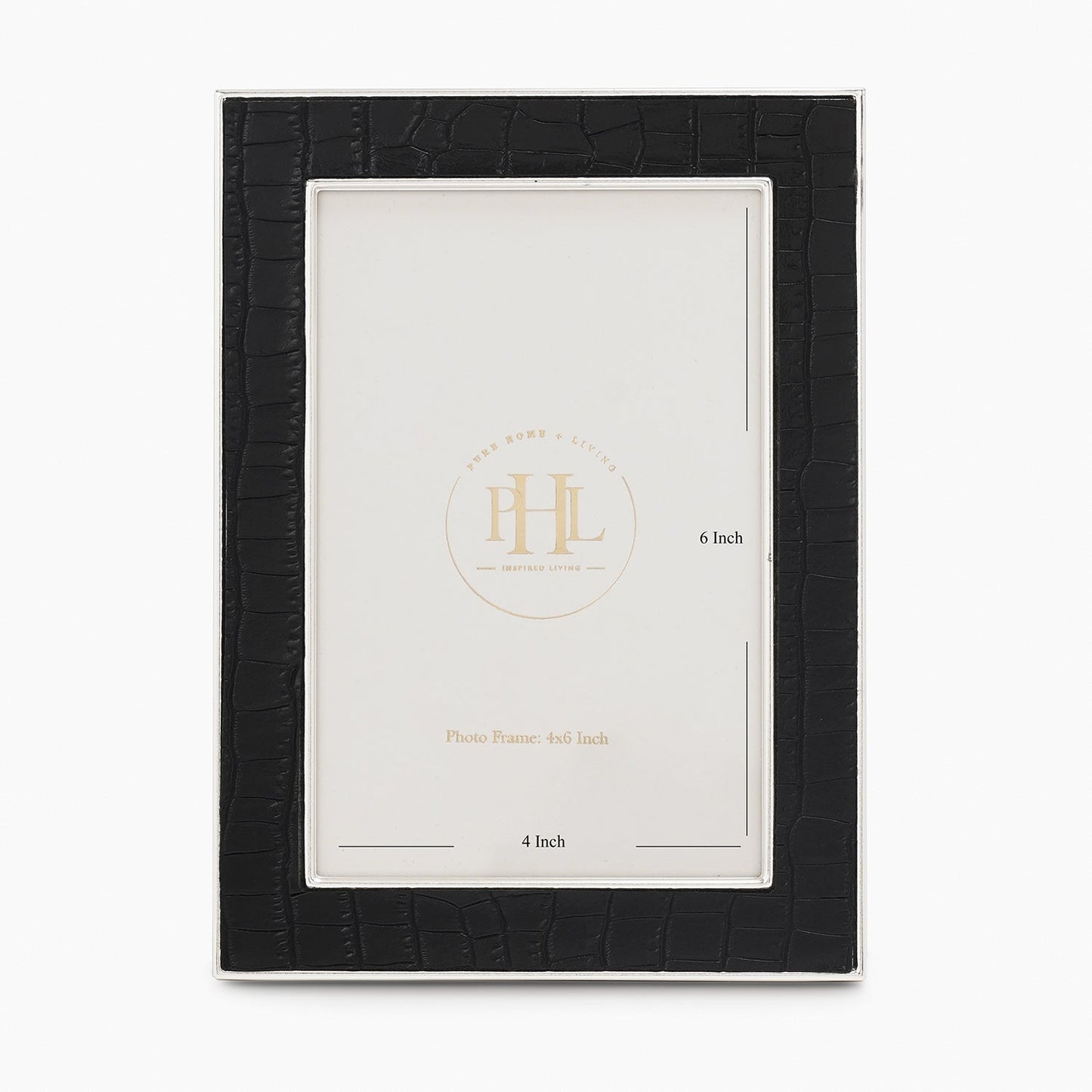 Silver Plated Croco Faux Leather Photo Frame - Small