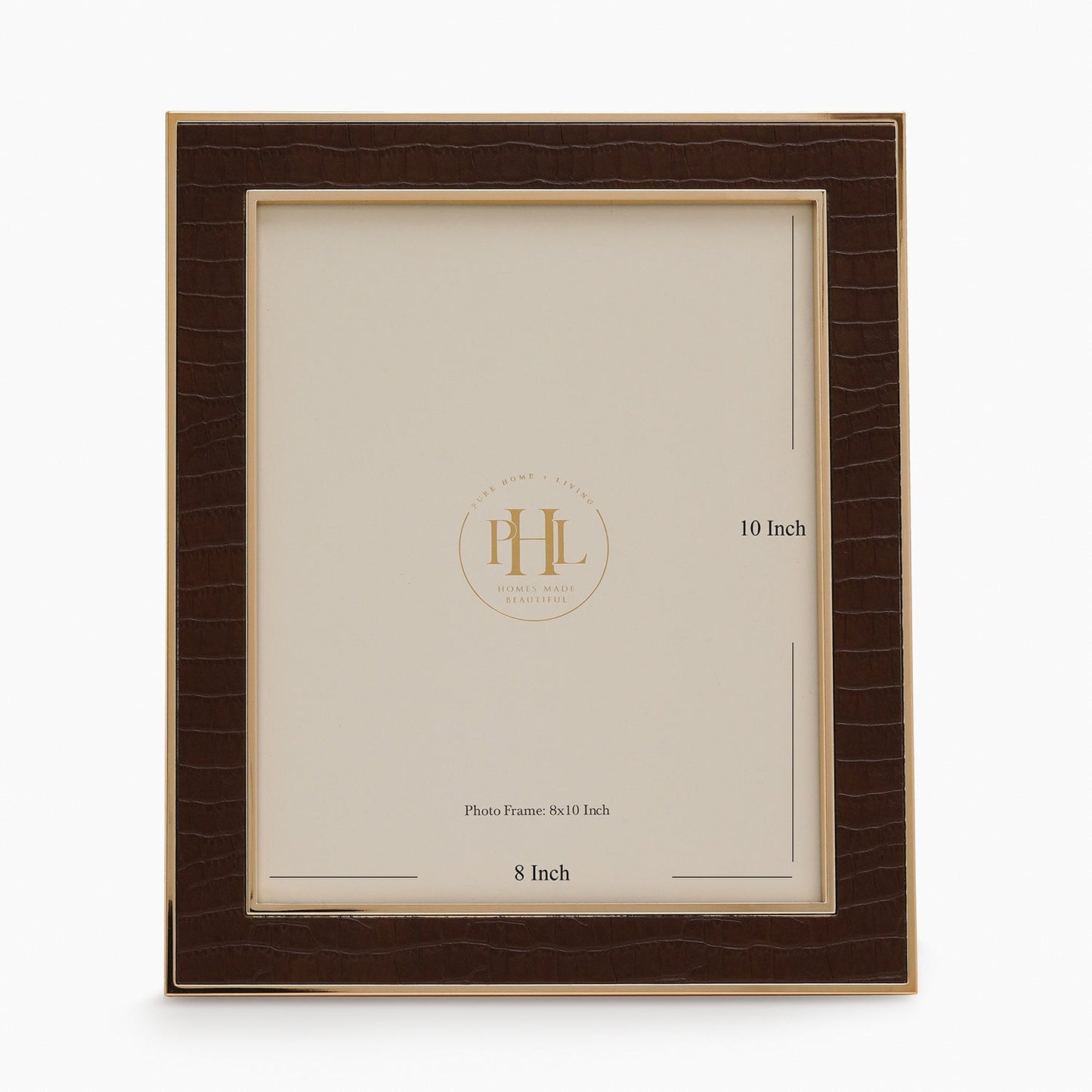 Gold Plated Croco Faux Leather Photo Frame - Large