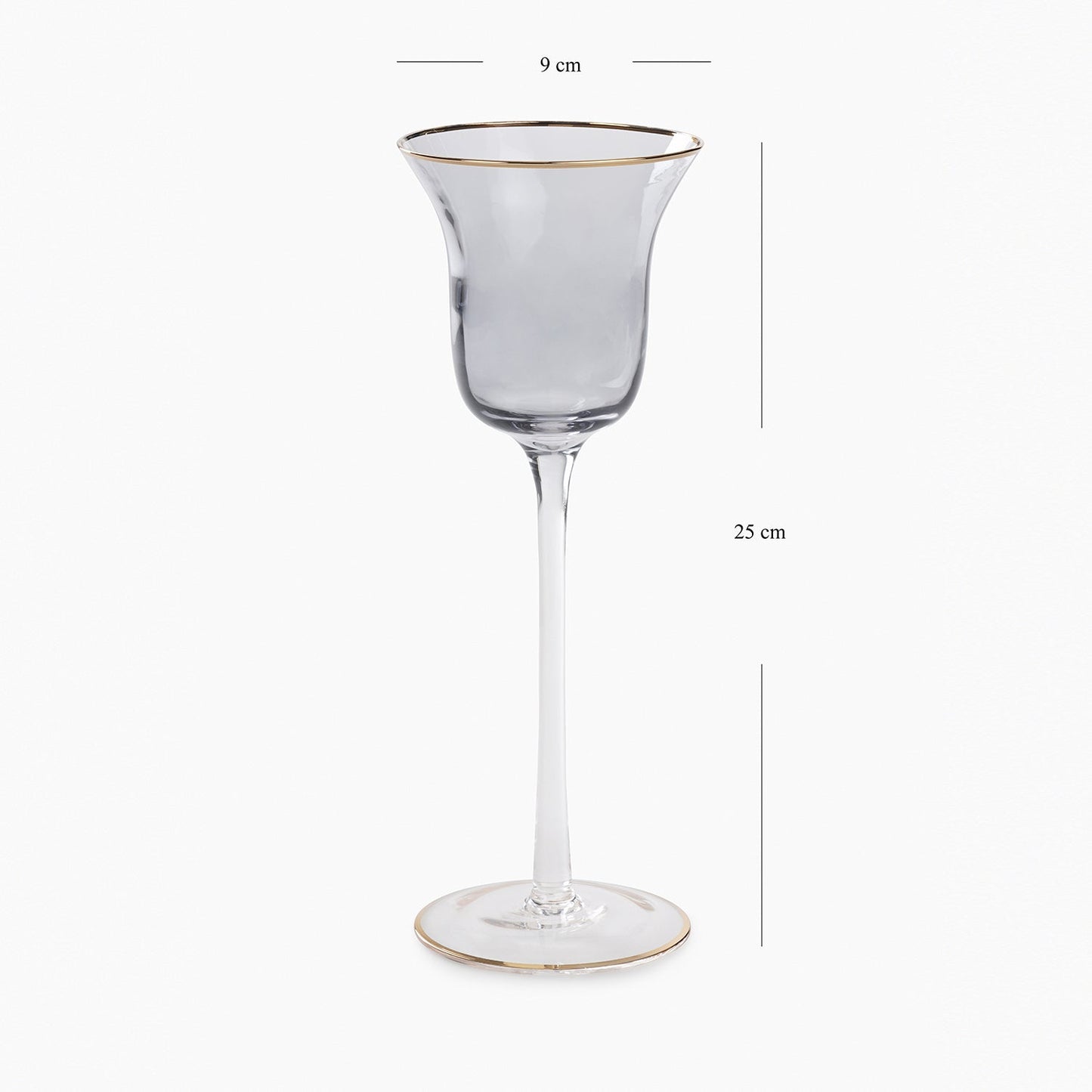 Grey Stem Candle Holder with Gold Rim - Small