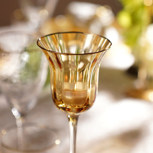 Gold Stem Candle Holder with Gold Rim - Medium