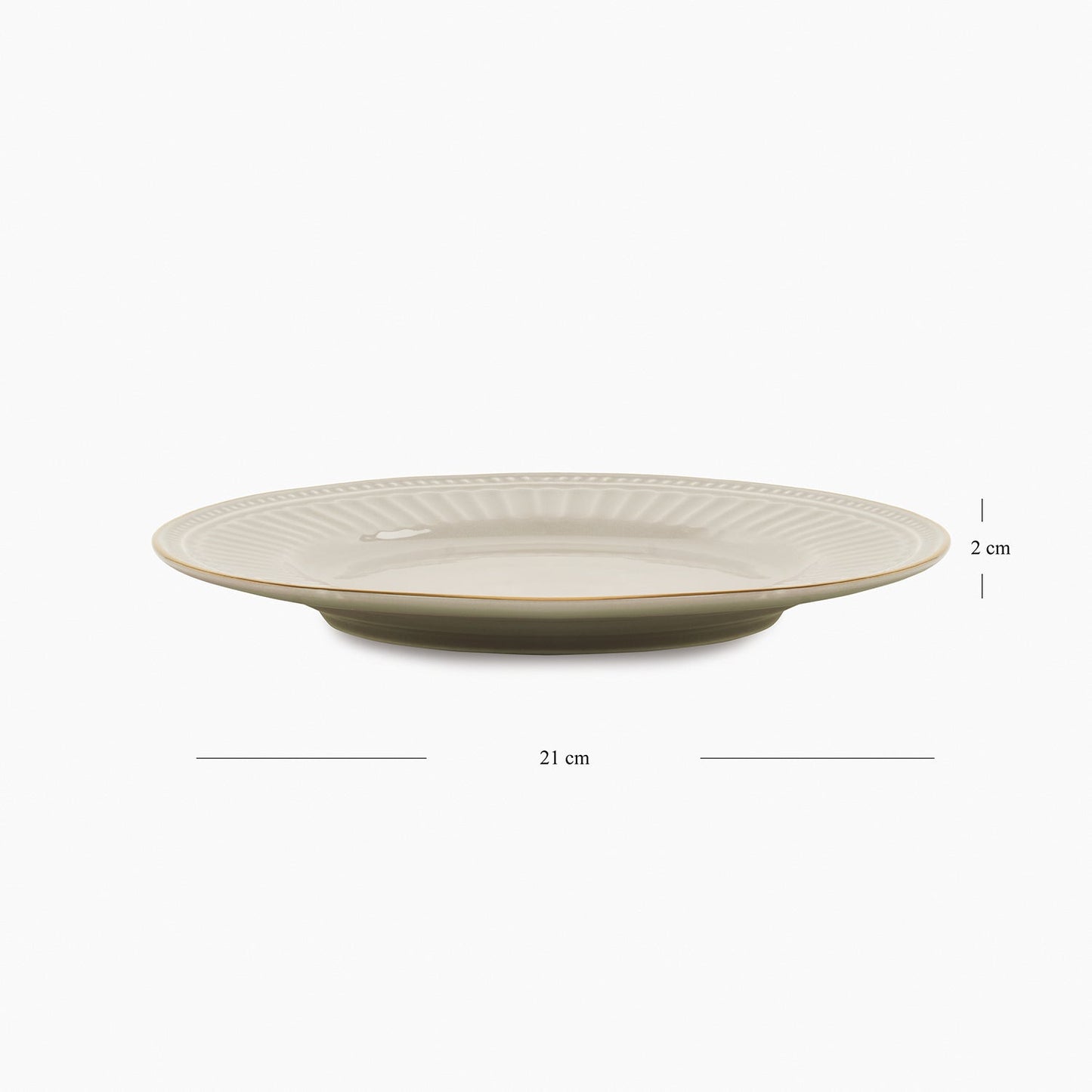 Set of 2 Light Grey Ceramic Dessert Plates
