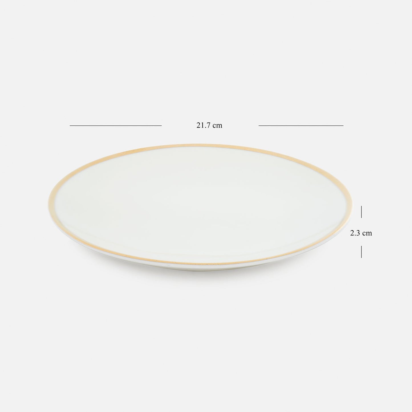 Set of 2 White Gold Rim Ceramic Dessert Plates