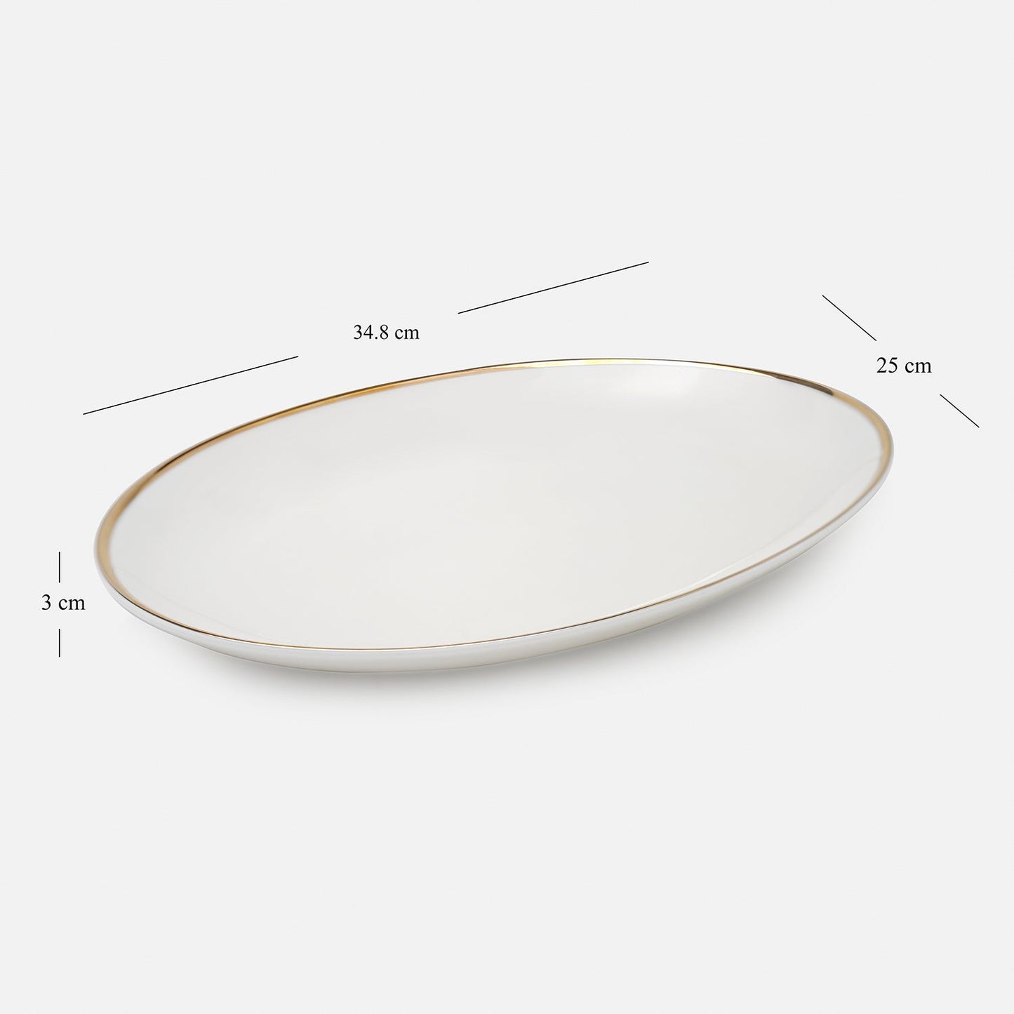 White Gold Rim Ceramic Rice Platter