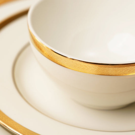 Set of 2 White Gold Rim Ceramic Side Bowls