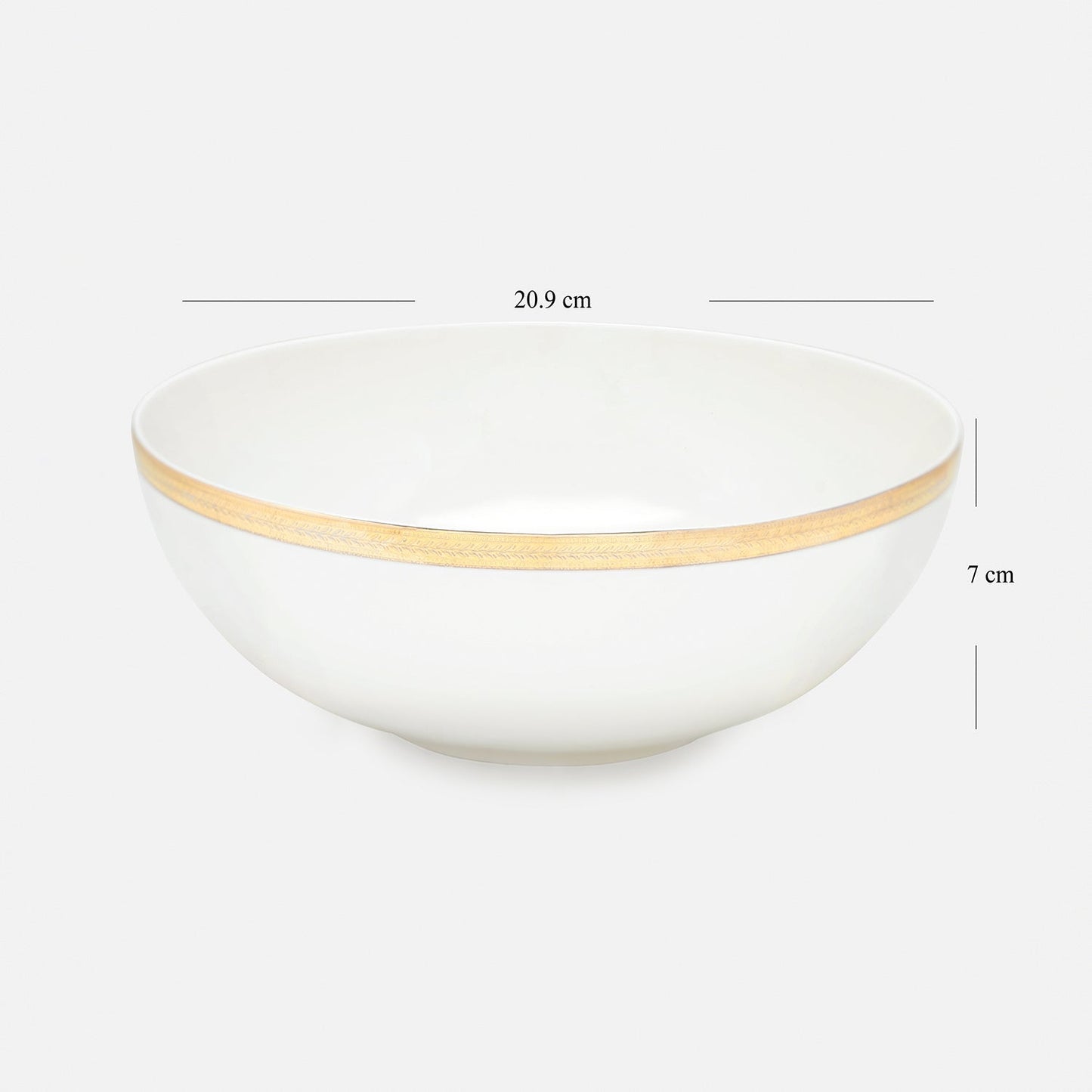 White Gold Rim Ceramic Serving Bowl