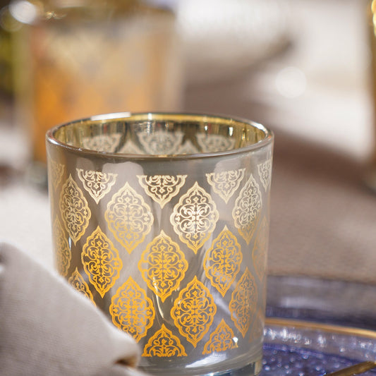 Gold Patterned Pearl Finish Votive - Small