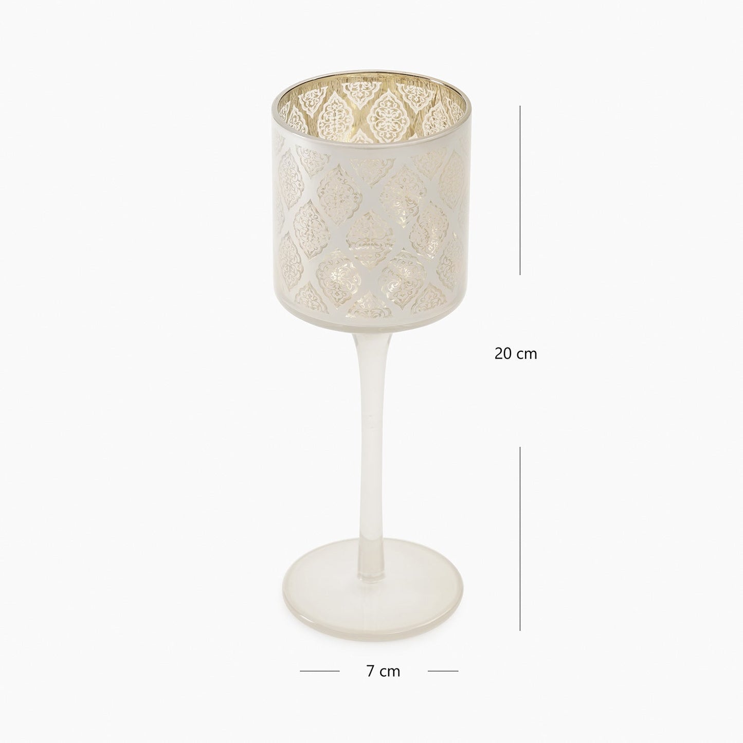 Peral Pattern Glass Stem Candle Holder - Small