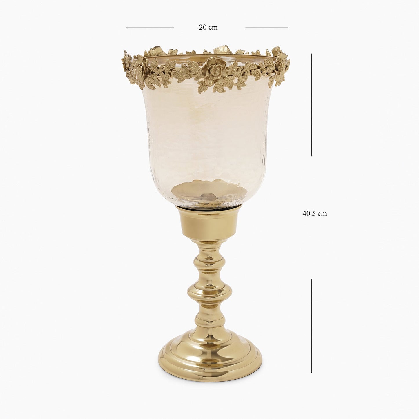 Amber & Gold Glass Hammered Candle Holder - Large
